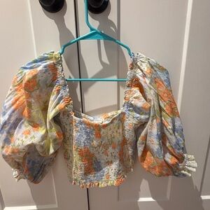 Billabong Multicolor Floral Puff Sleeve Blouse